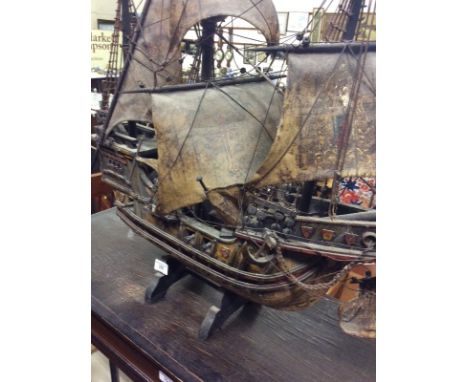 A model galleon on stand 