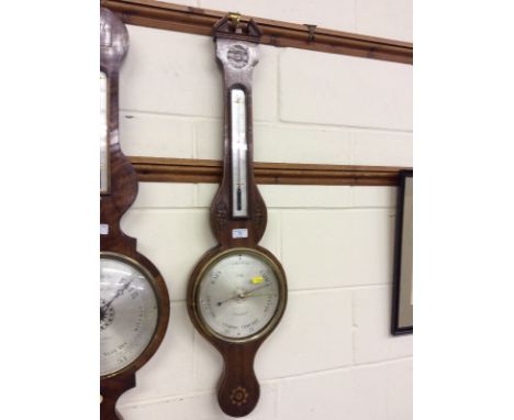 A 19th Century mahogany inlaid banjo barometer by Cox of London