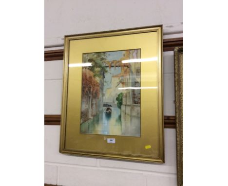 W K Fitch, watercolour and pastel study of a canal scene dated 1933