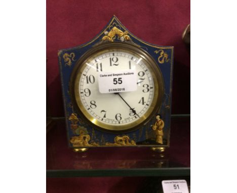 A Japanese chinoiserie decorated mantel clock with a French eight day movement