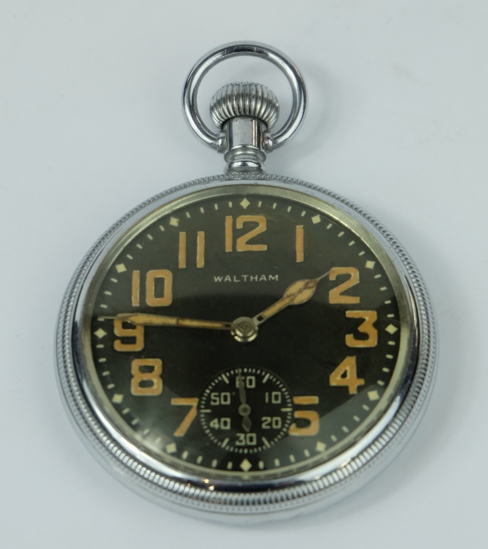 S Waltham Military Pocket Watch Marked To Back With Broad Arrow