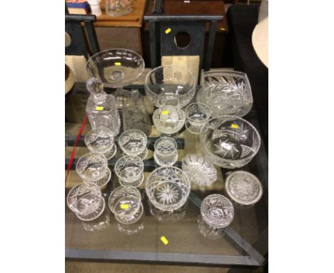 A quantity of various table glassware to include decanter, comport, fruit bowls etc.