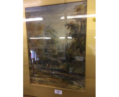 A 19th Century school watercolour study of a couple in wooded landscape and a pencil signed limited edition print of sailing 