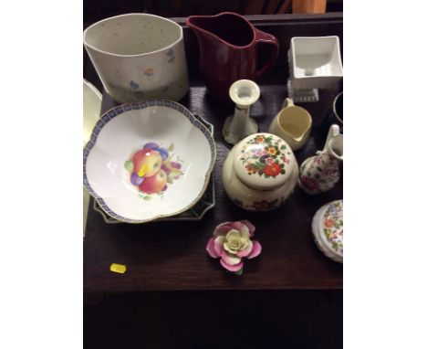 A quantity of various decorative porcelain to include a Royal Worcester fruit bowl; various decorative jugs; an Aynsley flora