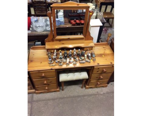 A modern pine dressing table and a dressing stool