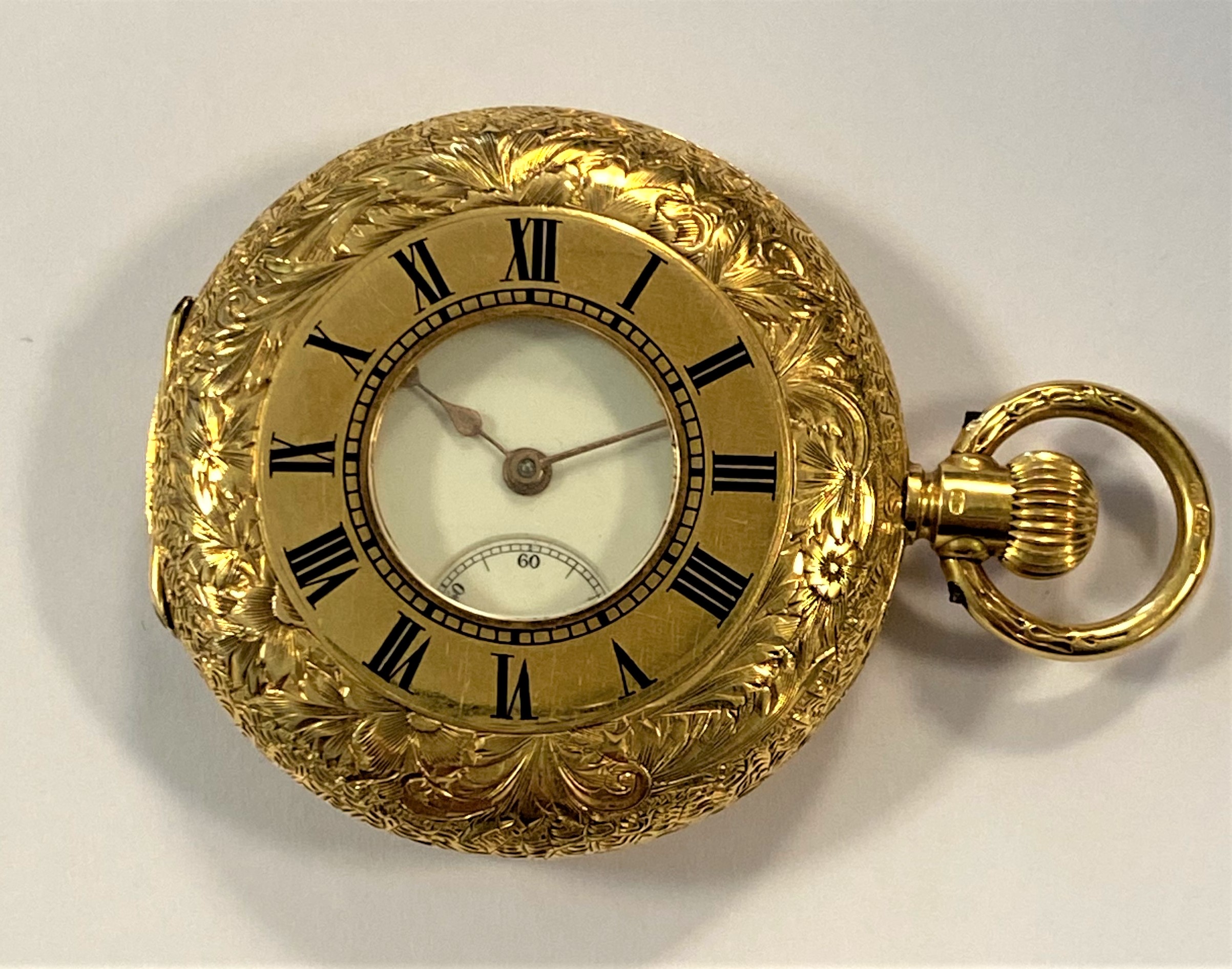 Unsigned A Lady S Swiss 18ct Gold Half Hunter Pocket Watch In