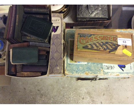 A Chessman chess set by Chad Valley together with three Chad Valley jigsaw puzzles and a quantity of miniature books 