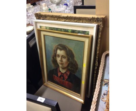 German 20th Century oil on board portrait study together with an oil on board entitled 'Schloss Buckeburg' and one other oil 