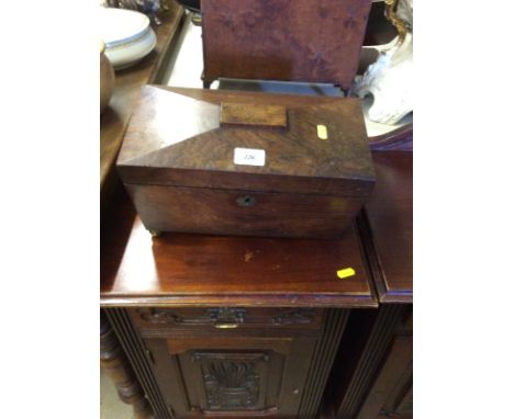 A 19th Century rosewood tea caddy of sarcophagus form (lacking one foot)