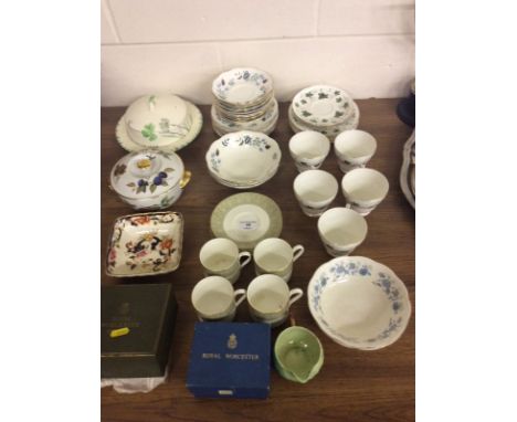 A quantity of Duchess 'Ivy' patterned teaware; two Royal Worcester egg coddlers; a Carltonware style leaf jug etc.