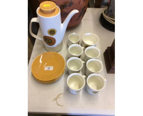A J & G Meakin Sunflower decorated coffee set