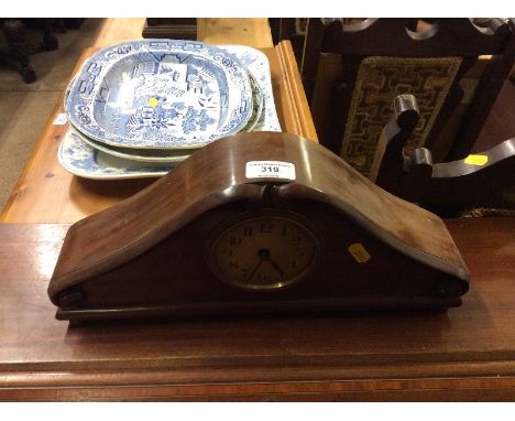 A mahogany cased mantel clock with gilt dial