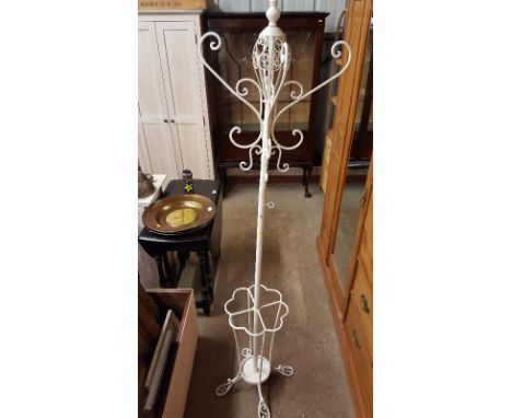 A metal hat coat and stick stand