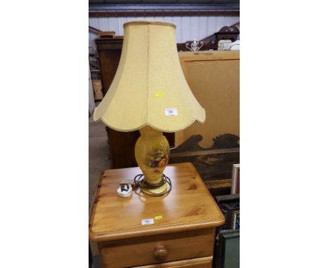 An Aynsley china fruit decorated table lamp and shade