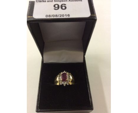 A 14ct gold ruby and diamond set ring