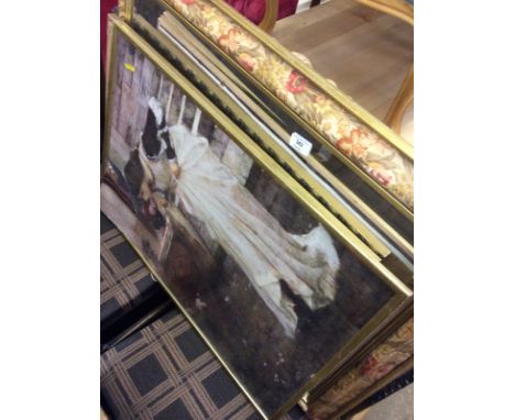 Two wall mirrors and a coloured print