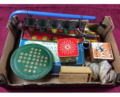 Three wooden chess boards; a solitaire board; various games; a Peter Rabbit race game; cribbage board; marbles etc. 