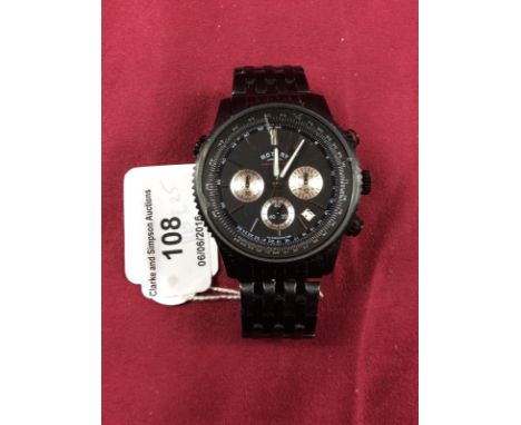 A Rotary Black steel gent's wrist watch 