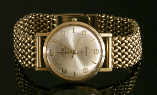 A Gentlemen S 9ct Gold Uno Incabloc Mechanical Watch With A Later 9ct