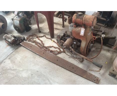 A DanArm two man chain saw, with Petter petrol engine, for restoration