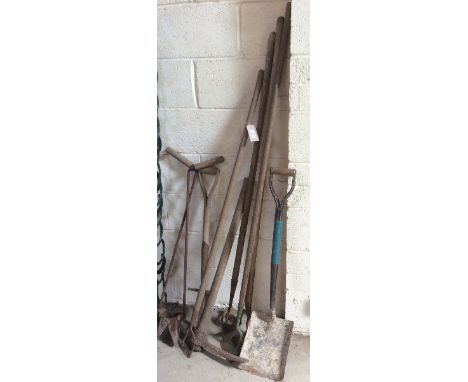 A quantity of long handled tools 