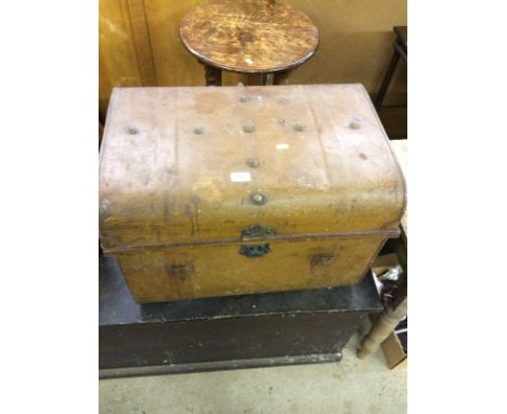 A tin travelling trunk; and similar hat box 