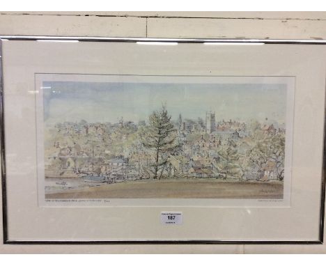 A John Western limited edition print 'View Of Woodbridge From Above Sutton Cliff'