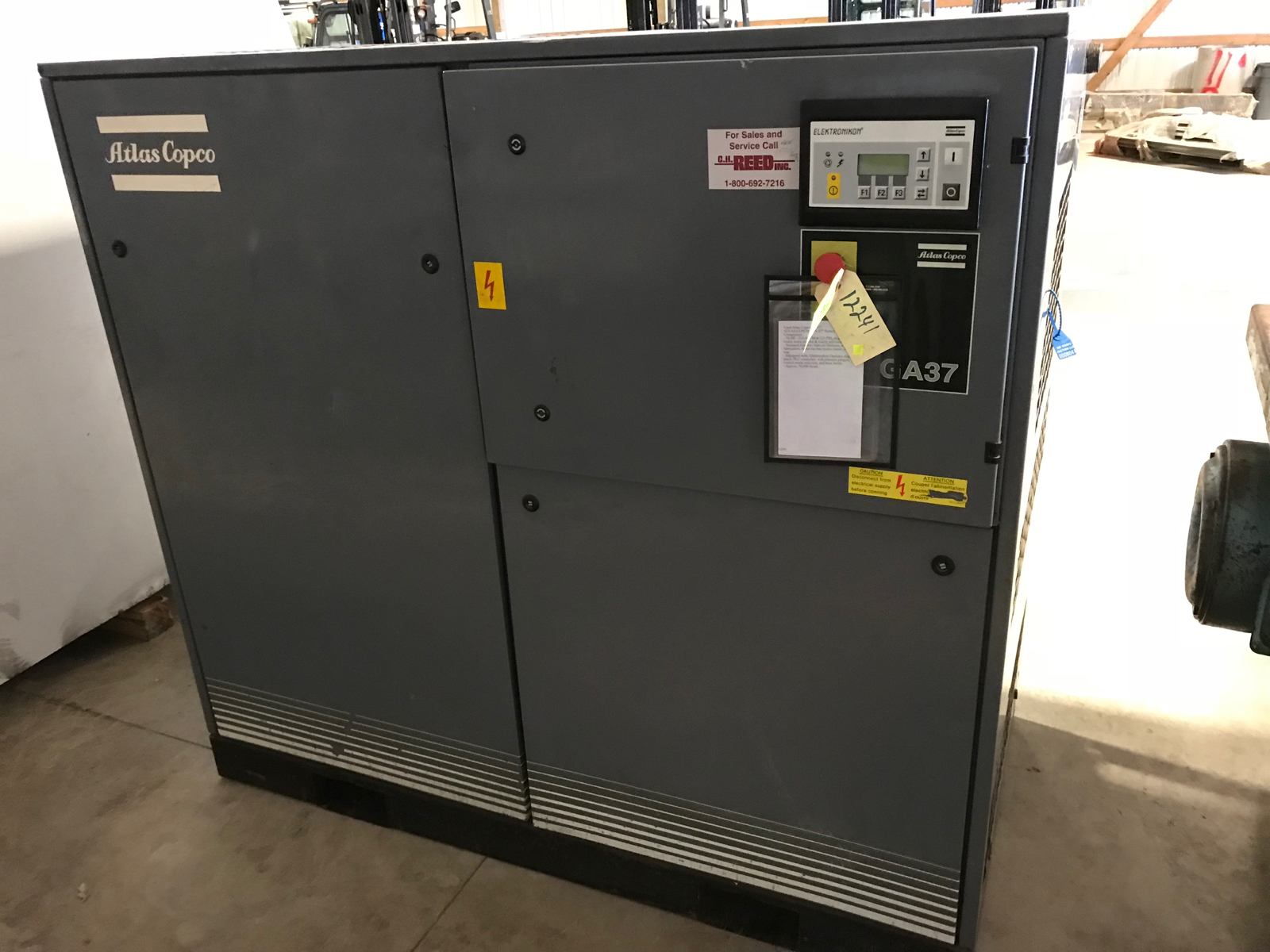 8044 ATLAS COPCO GA 37 Rotary Screw Air Compressor USED 50 HP At