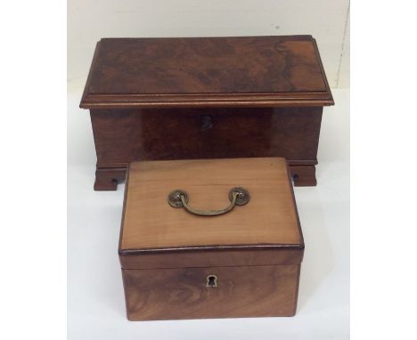 A good quality burr walnut trinket box together with one other on bracket feet. Est. £15 - £20.
