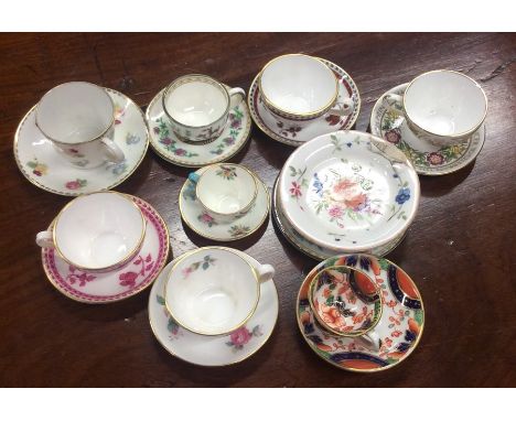 A Copeland Spode miniature cabinet cup and saucer together with other similar cabinet cups and saucers. Est. £20 - £30.