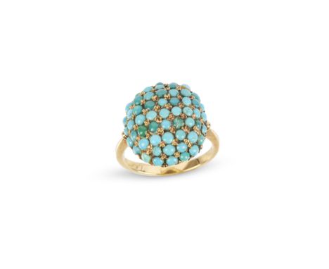Ring mit Türkis18kt Gelbgold gemarkt RW 61Gewicht 8,2 g