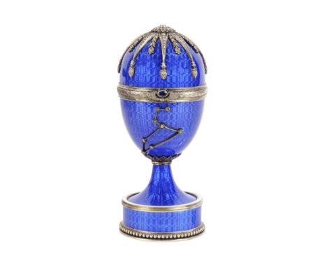 Ei mit SternenkonstellationIn der Art von Carl Fabergé Russland1980/2000Silber gemarkt (88 Zolotniki, Fabergé, Meistermarke A