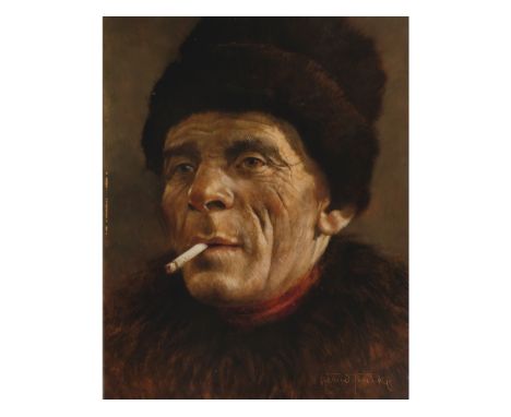 Bernd FunkeEssen 1902 – 1988 HeidePortrait eines zigarrenrauchenden MannesÖl auf Platte30 x 24 cm, mit Rahmen 33 x 27 cmSigni