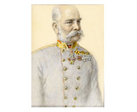 Portrait Kaiser Franz JosephsAquarell &amp; Bleistift auf Papier22 x 15 cm, mit Rahmen 34 x 23 cmRückseitig bezeichnet „Eigen