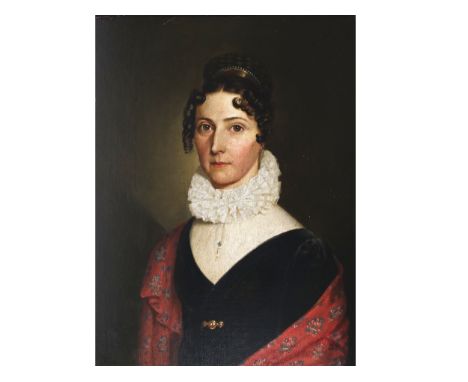 Unbekannter KünstlerUm 1800Portrait einer adeligen DameMöglicherweise eine der Schwestern NapoleonsÖl auf Leinwand auf Karton