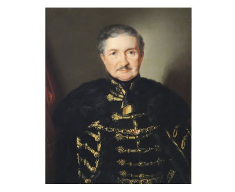 Michael Stroy Slowenien 1803 – 1871 LjubljanaPortrait eines Adeligen in ungarischem OrnatÖl auf Leinwand31 x 25,5 cm, mit Rah
