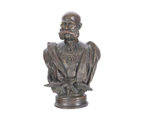 Büste von Kaiser Franz JosefNach einem Modell von R. Schmide20. JahrhundertBronze gegossenHöhe 30 cmRückseitig signiert