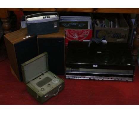 A 1973 Ferguson studio 6 stereo system complete with speakers, along with a vintage Invictor radio and one similar.