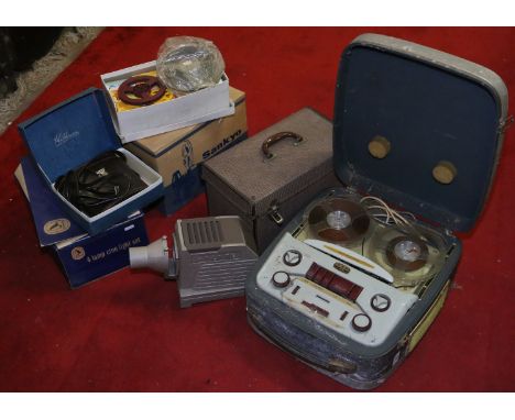 A cased Elizabethan reel to reel, Hi Lyte projector, cased set of Hilkinson 8 x 40 binoculars, Sankyo projector, Cine light s