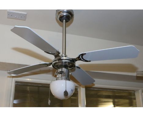 A Westinghouse chrome fan and ceiling light.