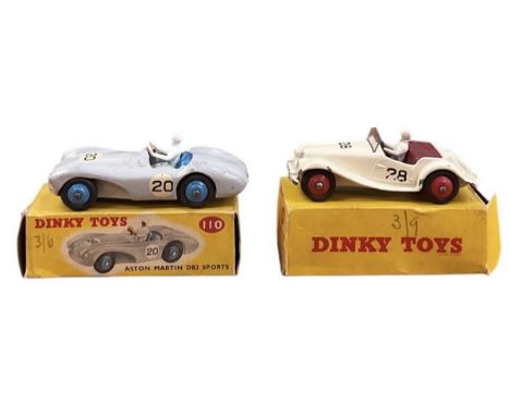 DINKY TOYS; a boxed Aston Martin DB3 Sports Car, 110, and a boxed MG Midget Sports Car, numbered 108 (2).