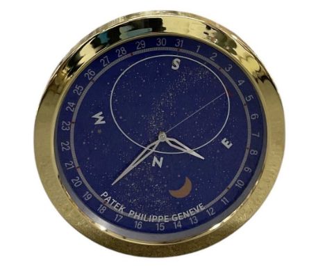 A decorative Patek Philippe Grand Complications style wall clock, the blue dial set with subsidiary seconds and decorated wit