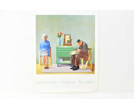 AFTER DAVID HOCKNEY OM CH RA (born 1937); an offset lithograph poster, 'My Parents' (1996), signed in pencil lower right, pub