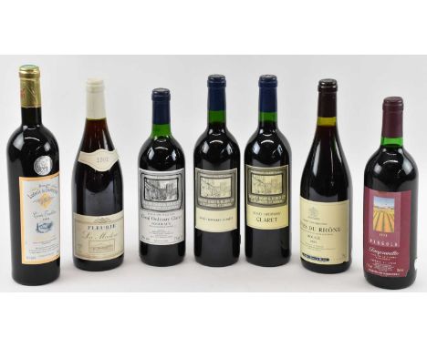 RED WINE; seven bottles of red wine comprising three Berry Bros Good Ordinary Claret, 12%, 75cl, a bottle of Côtes du Rhône R