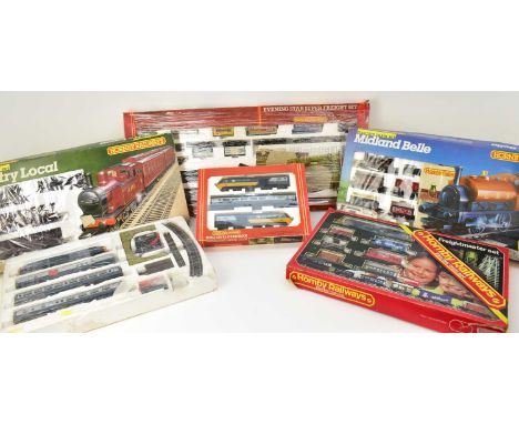 HORNBY RAILWAYS; six boxed and partially boxed OO gauge train sets comprising R332 High Speed Train Pack, R682 Freightmaster 