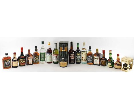 MIXED SPIRITS; eighteen bottles including Bacardi, Jack Daniels, Captain Morgan, gin, etc (18).