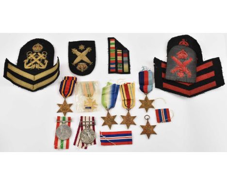 A set of seven WWII medals awarded to H. A. Stokes including the 1939-1945 Star, the Italy Star, the Africa Star, the Burma S