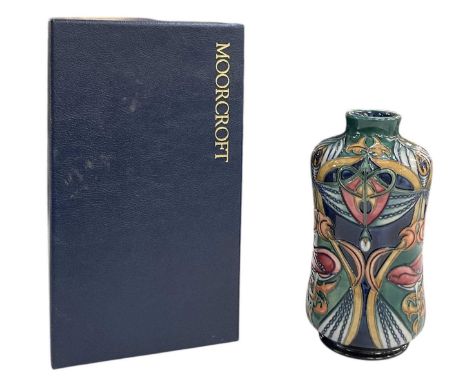 RACHEL BISHOP FOR MOORCROFT; a limited edition vase decorated in the 'Cymric' pattern, dated 2002 and numbered 12/250, with s