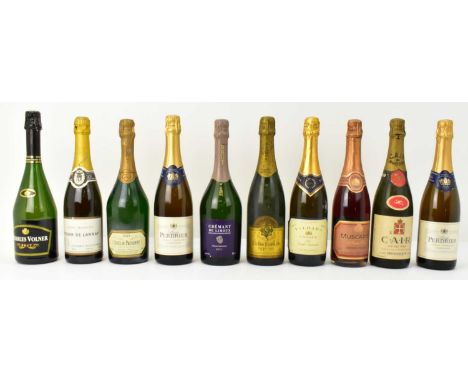 Ten bottles of vintage and modern mostly sparkling wine including C.A.I.R Demi Sec Méthode Champenoise, etc (10).