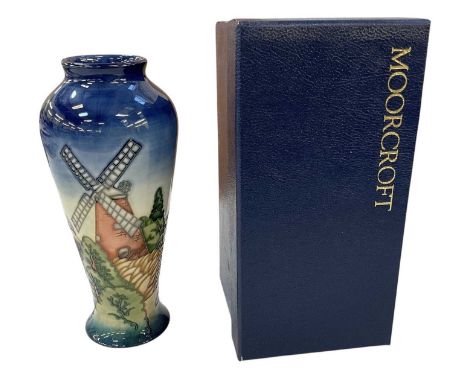 PHILIP GIBSON FOR MOORCROFT; a small limited edition vase decorated in the 'Thaxted' pattern, dated 2000 and numbered 8/200, 